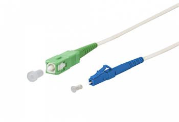 SC/APC - LC/UPC simplex 9/125 SM 2m arm.biely 3mm B3 LSZH