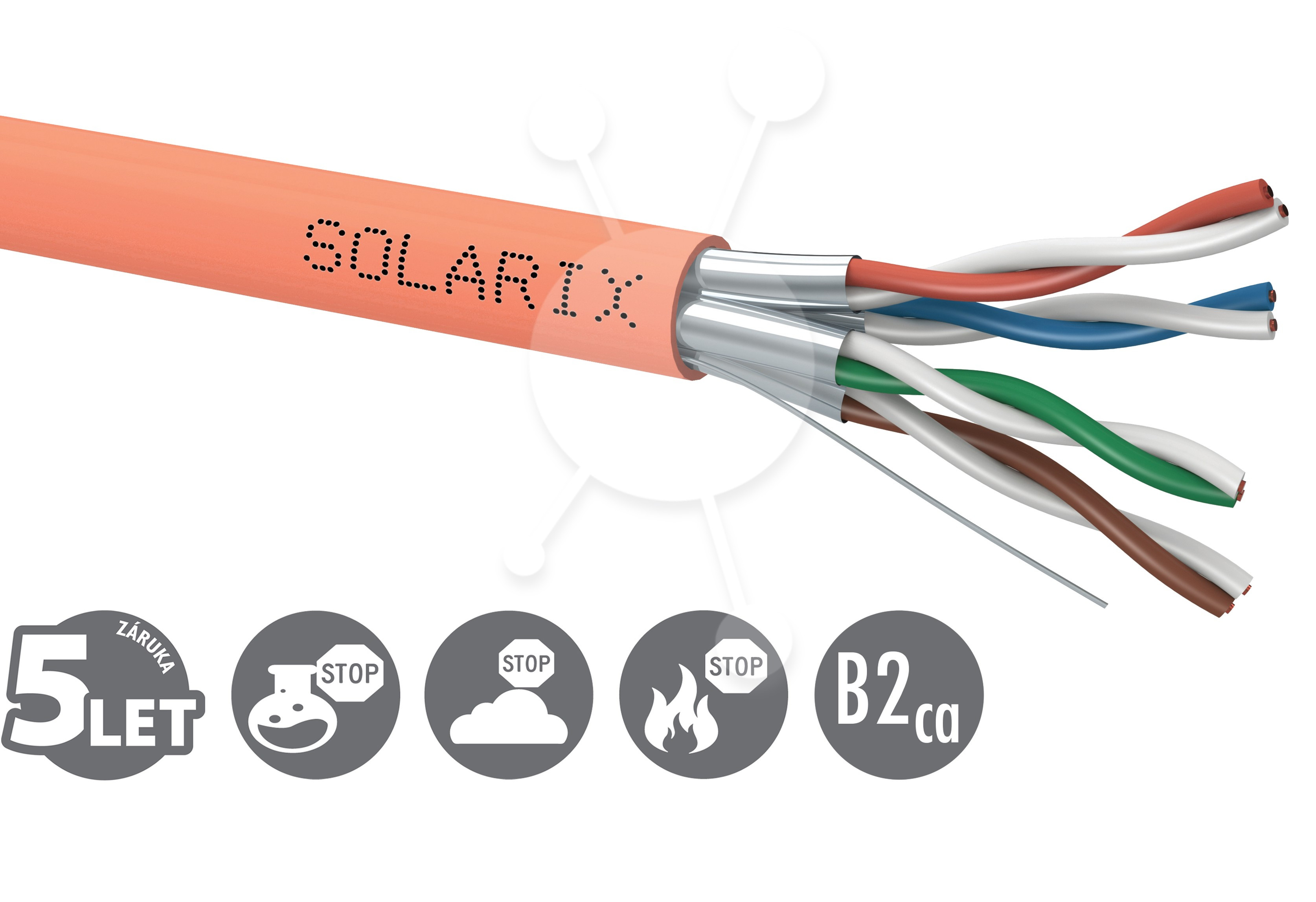 Instalačný kábel Solarix CAT6A STP LSOH B2ca-s1,d1,a1 500m/cievka SXKD-6A-STP-LSOH-B2ca