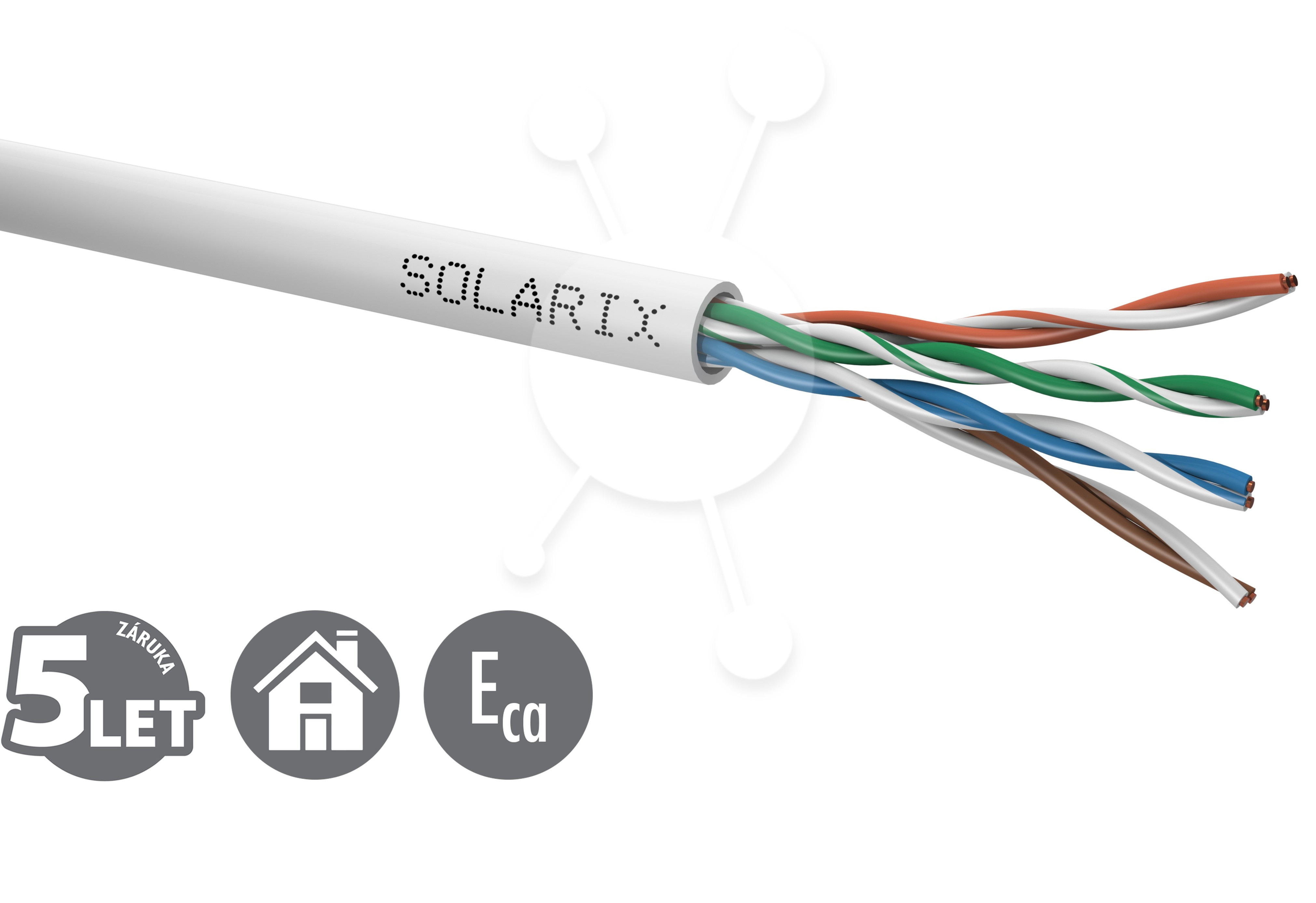 Instalačný kábel Solarix CAT5E UTP PVC Eca 100m/box SXKD-5E-UTP-PVC